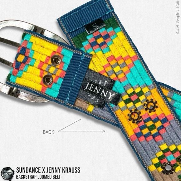 SUNDANCE X JENNY KRAUSS HAND WOVEN LOOMED COTTON BELT VINTAGE 2015 NEON PALLET main image 2